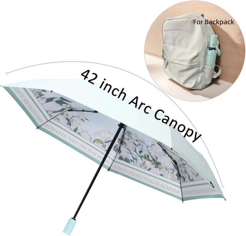 BAODINI Small UV Protection Travel Umbrella Compact for Rain and Sun UPF 50+ Windproof Portable 42 inch Umbrella for Women and Men - Image 3